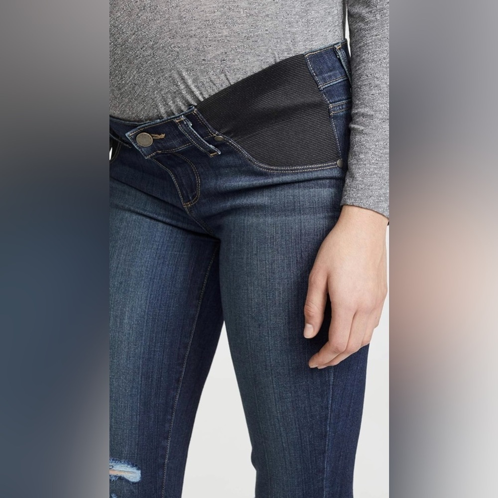 Paige Verdugo Ankle Distressed Dark Wash Maternity Jean - Size 24 - Picture 5 of 11
